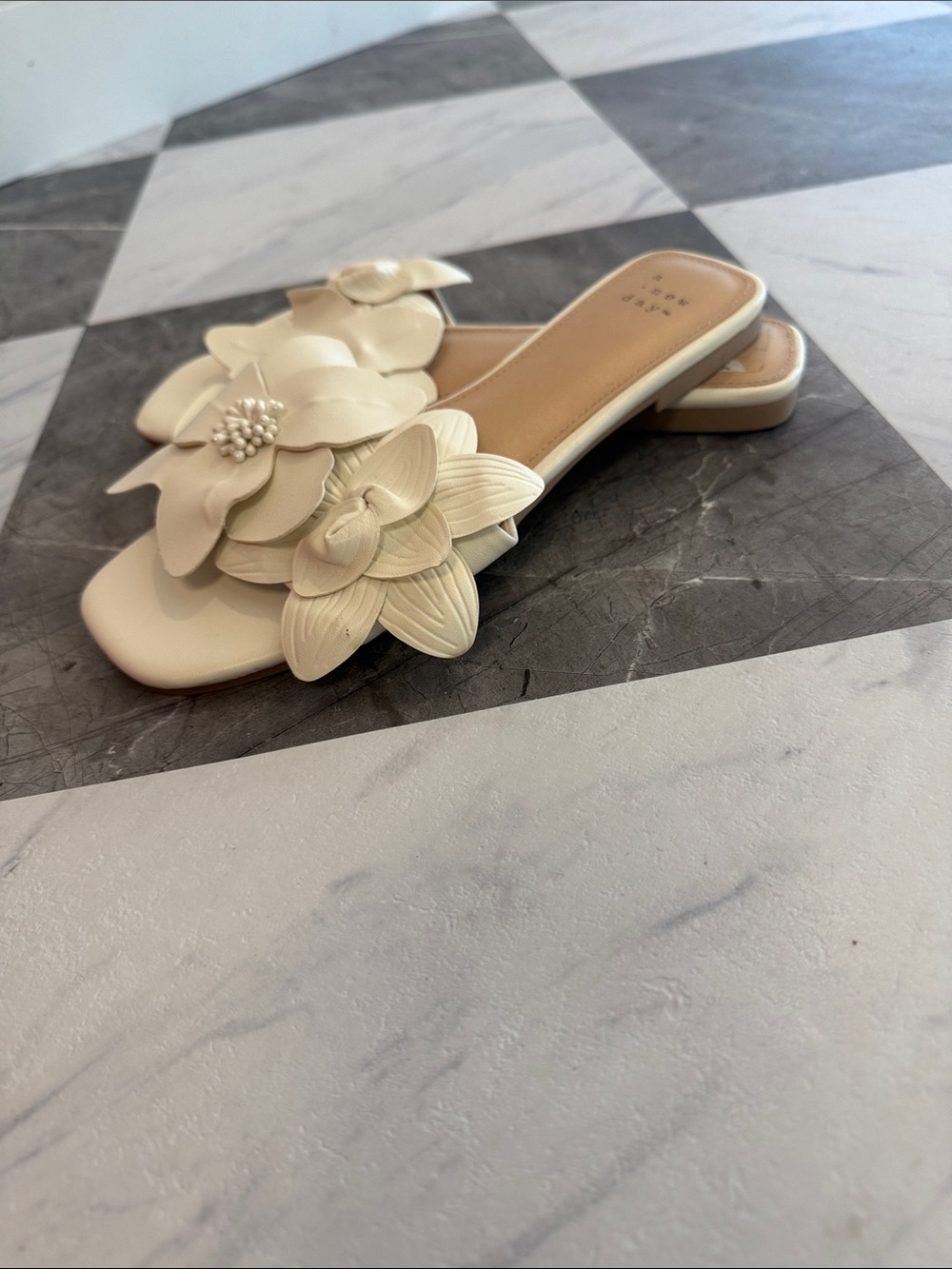 a new day Cream Floral Slide Sandals for Women - Picture 3 of 5